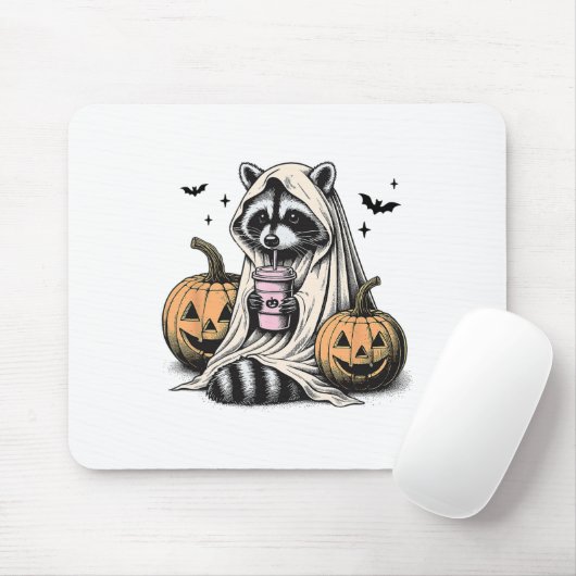 Halloween Raccoon Ghost Mousepad (Mit Mouse)