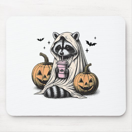 Halloween Raccoon Ghost Mousepad (Vorne)