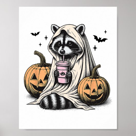 Halloween Raccoon Ghost Poster (Vorne)