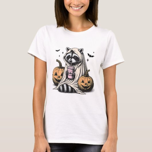 Halloween Raccoon Ghost T-Shirt (Vorderseite)