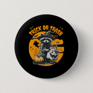 Halloween Raccoon Trick oder Mülleimer Retro Racco Button