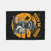 Halloween Raccoon Trick oder Mülleimer Retro Racco Fleecedecke (Vorderseite (Horizontal))