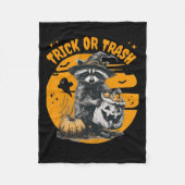 Halloween Raccoon Trick oder Mülleimer Retro Racco Fleecedecke (Vorderseite)
