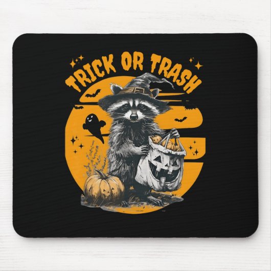 Halloween Raccoon Trick oder Mülleimer Retro Racco Mousepad (Vorne)