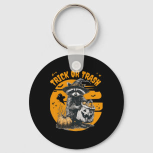 Halloween Raccoon Trick oder Mülleimer Retro Racco Schlüsselanhänger