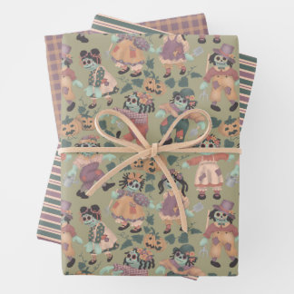 Halloween Rag Doll Zombies Packpapier (2) Geschenkpapier Set