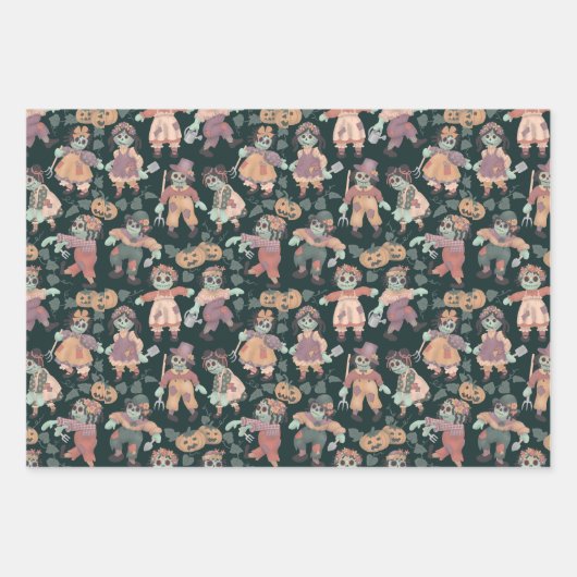 Halloween Rag Doll Zombies Packpapier Geschenkpapier Set (Vorderseite)