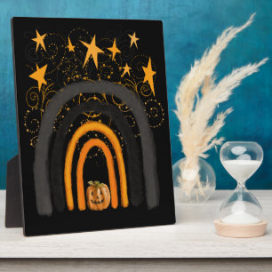Halloween Rainbow   Kürbis, Wirbel und Sterne Fotoplatte