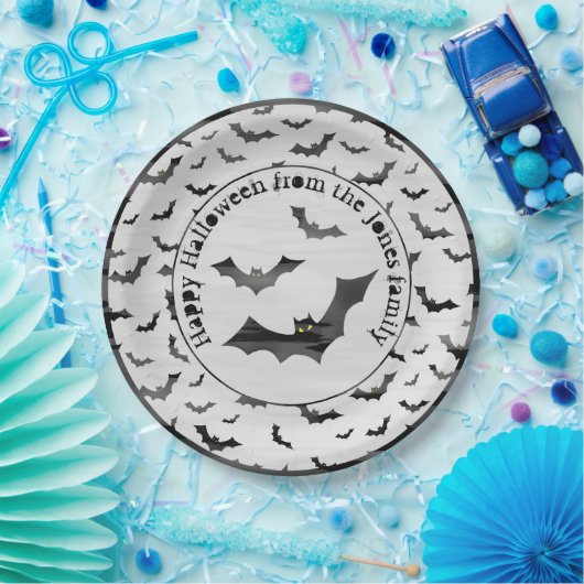 Halloween Random Iconic Bats Muster Schwarz/Weiß Pappteller (Party)