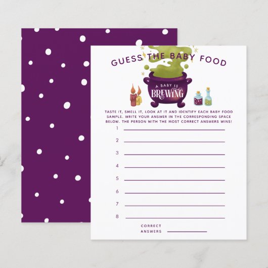 Halloween rät das Baby Food Dusche Spiel (Vorne/Hinten)