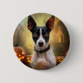 Halloween Rat Terrier mit Pumpkins Beängstigend Button (Vorderseite)