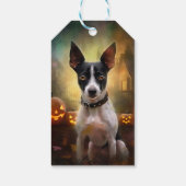 Halloween Rat Terrier mit Pumpkins Beängstigend Geschenkanhänger (Rückseite)