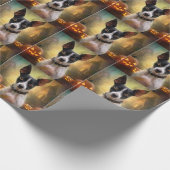 Halloween Rat Terrier mit Pumpkins Beängstigend Geschenkpapier (Ecke)