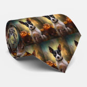 Halloween Rat Terrier mit Pumpkins Beängstigend Krawatte (Gerollt)