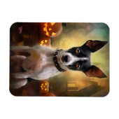 Halloween Rat Terrier mit Pumpkins Beängstigend Magnet (Horizontal)