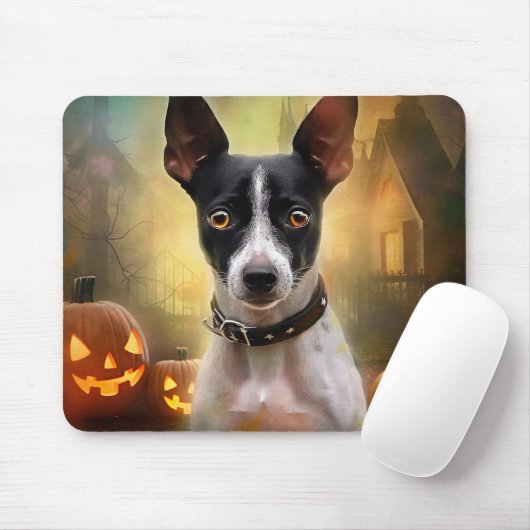 Halloween Rat Terrier mit Pumpkins Beängstigend Mousepad (Mit Mouse)