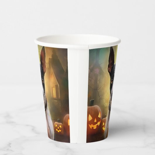 Halloween Rat Terrier mit Pumpkins Beängstigend Pappbecher (Rechts)