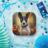 Halloween Rat Terrier mit Pumpkins Beängstigend Pappteller (Party)