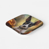 Halloween Rat Terrier mit Pumpkins Beängstigend Pappteller (Gewinkelt)