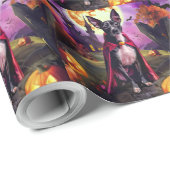 Halloween Rat Terrier Vampire Pumpkins Beängstigen Geschenkpapier (Rolleneckpunkt)