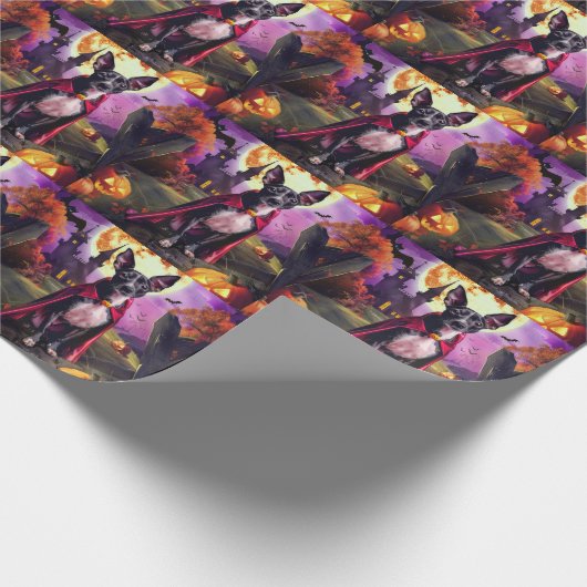 Halloween Rat Terrier Vampire Pumpkins Beängstigen Geschenkpapier (Ecke)