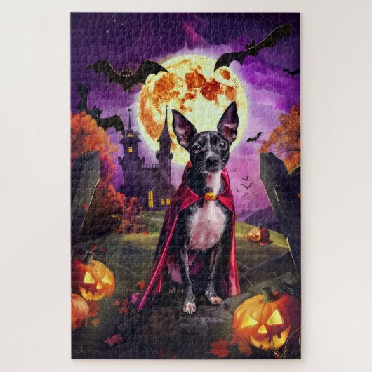 Halloween Rat Terrier Vampire Pumpkins Beängstigen Puzzle (Vertikal)