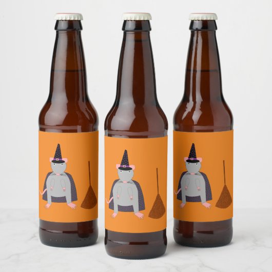 Halloween Rat und Broom Bierflaschenetikett (Flaschen)