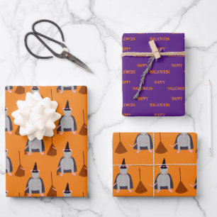 Halloween Rat und Broom Custom Geschenkpapier Set