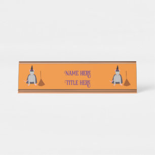 Halloween Rat und Broom Custom Schreibtischnamensplakette