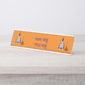 Halloween Rat und Broom Custom Schreibtischnamensplakette (Vorderseite )