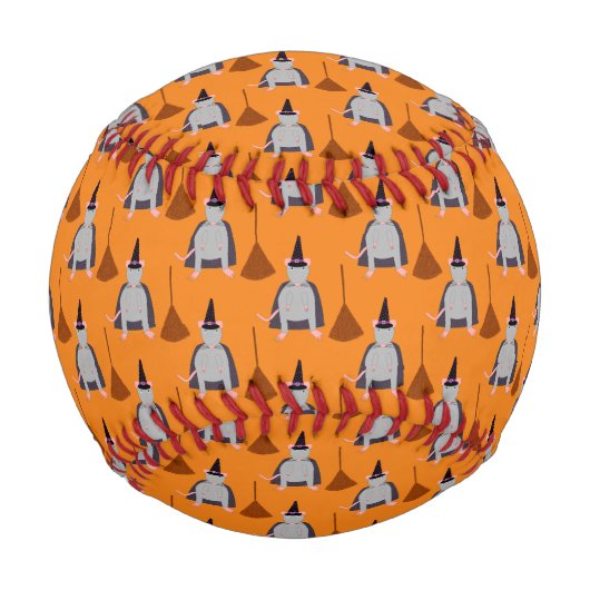 Halloween Rat und Broom Gemustert Baseball (Vorderseite)
