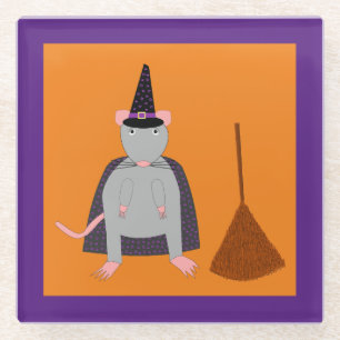Halloween Rat und Broom Glasuntersetzer