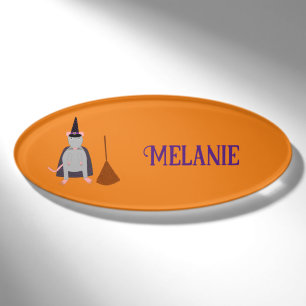 Halloween Rat und Broom Individuelle Name Namenschild