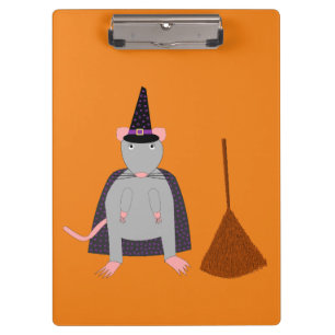 Halloween Rat und Broom Klemmbrett