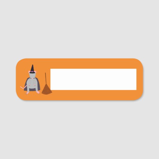 Halloween Rat und Broom Namensschild (Vorderseite)