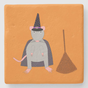 Halloween Rat und Broom Steinuntersetzer