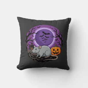 Halloween-Ratte Mondbeschienenes Kürbis-Vektor-Des Kissen