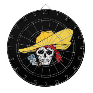 Halloween rauchender Totenkopf mit Bandana Cartoon Dartscheibe