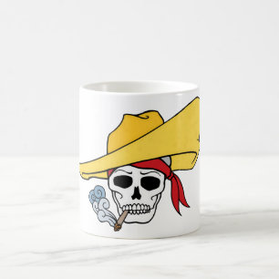 Halloween rauchender Totenkopf mit Bandana Cartoon Kaffeetasse