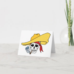 Halloween rauchender Totenkopf mit Bandana Cartoon Karte