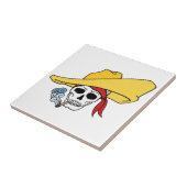 Halloween-Rauchskull mit Bandana-Cartoon Fliese (Seite)