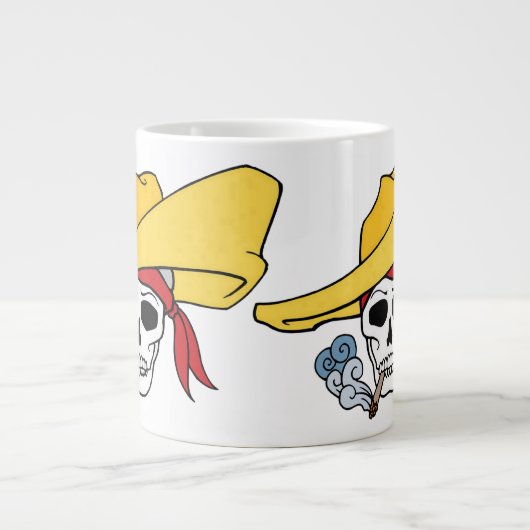 Halloween-Rauchskull mit Bandana-Cartoon Jumbo-Tasse (Vorderseite)