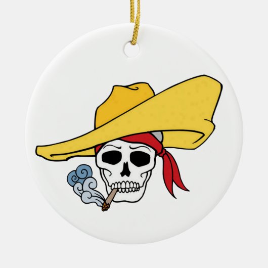 Halloween-Rauchskull mit Bandana-Cartoon Keramikornament (Vorne)