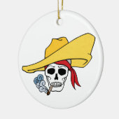 Halloween-Rauchskull mit Bandana-Cartoon Keramikornament (Links)