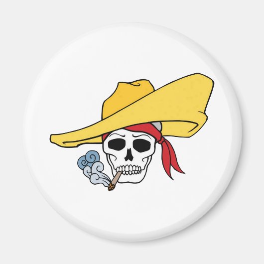 Halloween-Rauchskull mit Bandana-Cartoon Magnet (Vorne)