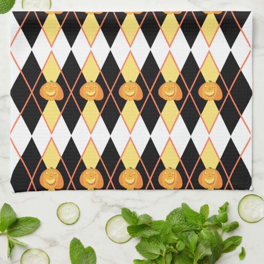 Halloween Raute Jack-o-lantern Pumpkin Geschirrtuch (Gefaltet)