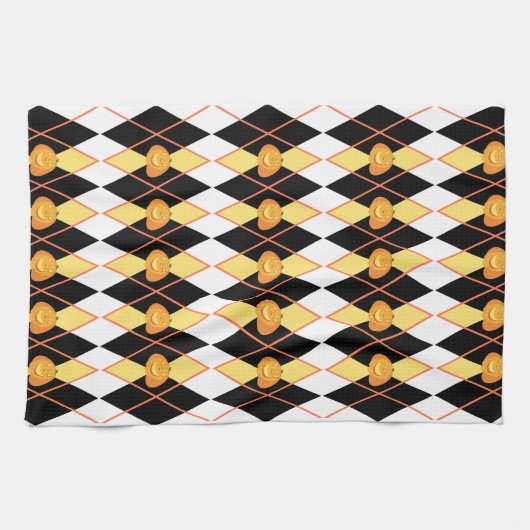 Halloween Raute Jack-o-lantern Pumpkin Geschirrtuch (Horizontal)