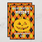 Halloween-Raute-Kürbislaterne Einladung (Vorne/Hinten)