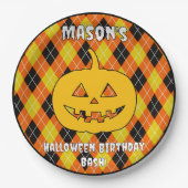 Halloween-Raute-Kürbislaterne Pappteller (Vorderseite)