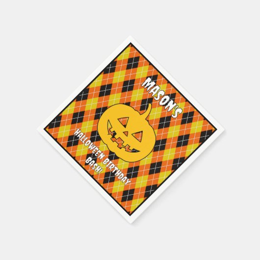 Halloween-Raute-Kürbislaterne Serviette (Ecke)